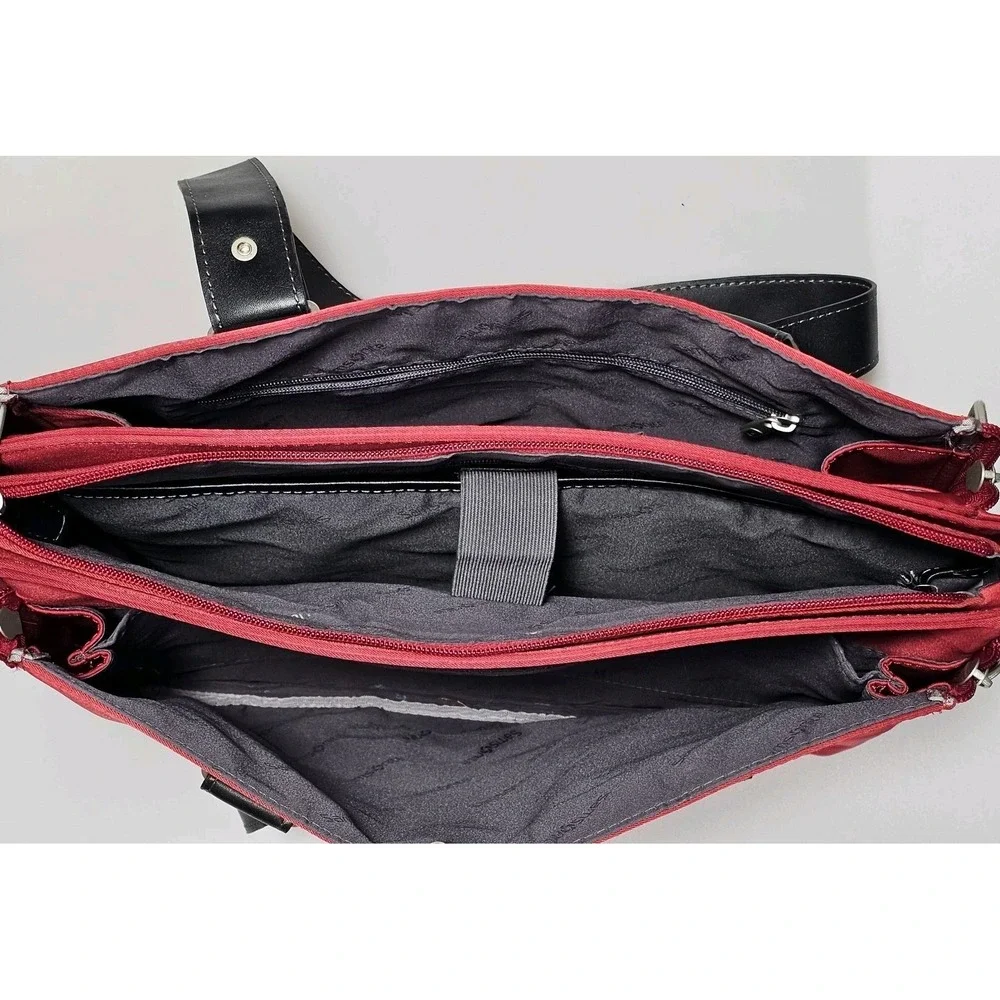 Samsonite Red Laptop Briefcase Messenger Bag Double Handles Expandable Pockets
